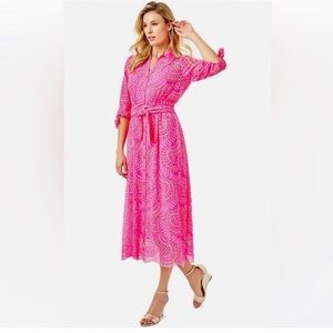 LILLY PULITZER NEW AMRITA PINK MIDI SHIRTDRESS SIZE 6